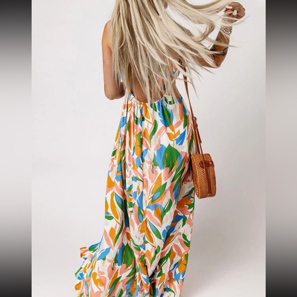 Boho cutout slit thigh backless maxi dress - Picture 5 of 5